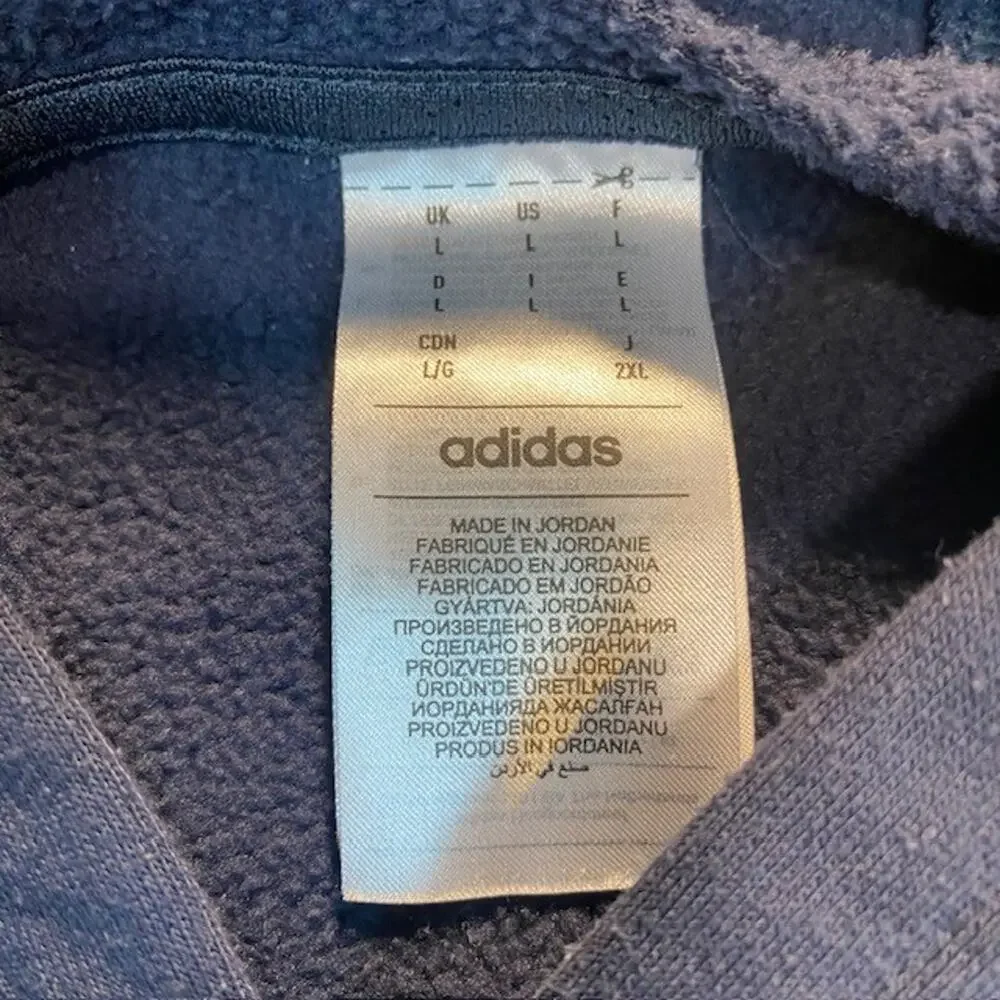 Adidas Hoodie Sweatshirt Kangaroo Pocket Blue Mens Size Large Regular Fit